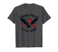 Né Libre aux États-Unis T-Shirt, Homme, Chiné Foncé, L