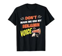 Ne m'obligez Pas à Utiliser ma Voix de Benjamin Nom drôle de Benjamin T-Shirt Graphique avec Valeur, Homme, Noir, S