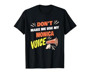 Ne m'obligez Pas à Utiliser ma Voix de Monica (nom Amusant de Monica) T-Shirt Graphique avec Valeur, Homme, Noir, L