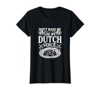 Ne m'obligez Pas à Utiliser ma Voix néerlandaise - Funny Netherlands Pride T-Shirt Graphique avec Valeur, Femme, Noir, S