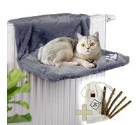 ne&no Lit pour chat pour chauffage avec 5 bâtonnets Matatabi | Lit chauffant douillet | Convient pour tous les radiateurs | Hamac pour chat pour chauffages | Sans substances nocives | Avec insert