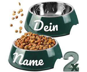 ne&no® Lot de 2 gamelles de nourriture pour chiens de taille moyenne et grande taille [Taille L/700 ml] Gamelle pour chien antidérapante | Gamelle pour chien de grande taille (L - Vert forêt)