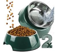 ne&no® Lot de 2 gamelles pour animaux de compagnie pour chats et petits chiens 170ml - coupes hygiéniques et amovibles en acier inoxydable avec fond antidérapant - passe au lave-vaissage - gamelle