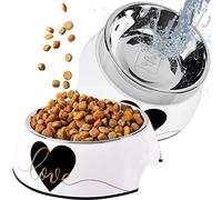 ne&no Lot de 2 gamelles pour chats et petits chiens de 170 ml - Gobelets hygiéniques et amovibles en acier inoxydable avec fond antidérapant - Passe au lave-vaisselle - Gamelle pour chat