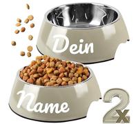 ne&no® Lot de 2 gamelles pour chiens de taille moyenne et grande [Taille L / 700 ml] Gamelle pour chien personnalisée antidérapante | Gamelle pour grands chiens | Gamelle pour chien (L Taupe)