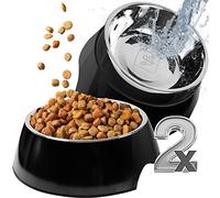 ne&no® Lot de 2 gamelles pour chiots et chiens de taille moyenne [Taille M/350 ml] Ensemble de gamelles antidérapantes | Gamelle pour chat | Gamelle pour chien (M, noir)