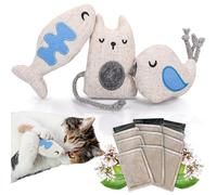 ne&no® Lot de 3 jouets pour chat avec Baldrian - 100 % naturel - Avec 9 sachets d'herbe à chat (1,5 g chacun) - Coussin valériane pour chat