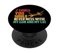 Ne plaisante jamais avec Mon Arme et Mon Chat Amant de Chat PopSockets PopGrip Adhésif