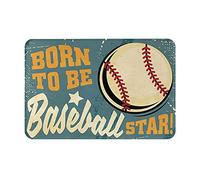 Né pour Devenir Une Star du Baseball Paillasson D'Entree Lavable en Machine Tapis De Douche Doux Paillasson Intérieur pour Salon Baignoire Chambre 40X60Cm