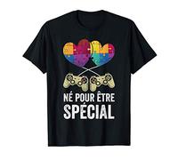 Né pour Être Spécial Autisme Idée Cadeau Ado Autiste Gamer T-Shirt