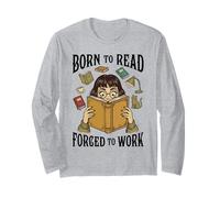 Né pour Lire, forcé de Travailler, Amateur de Livres de Lecture Amusants Manche Longue