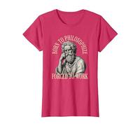 Né pour Philosopher Forced to Work - Philosophie T-Shirt, Femme, Rouge Chiné, XL
