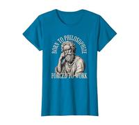 Né pour Philosopher Forced to Work - Philosophie T-Shirt, Femme, Saphir, XL