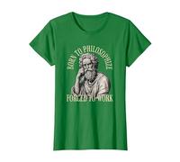 Né pour Philosopher Forced to Work - Philosophie T-Shirt, Femme, Vert Kelly, XS