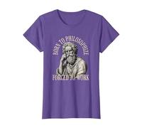 Né pour Philosopher Forced to Work - Philosophie T-Shirt, Femme, Violet Chiné, XS
