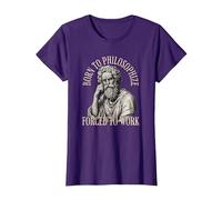 Né pour Philosopher Forced to Work - Philosophie T-Shirt, Femme, Violet, XS