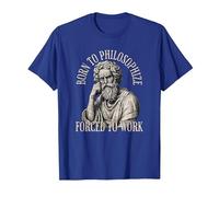Né pour Philosopher Forced to Work - Philosophie T-Shirt, Homme, Bleu Royal, XL