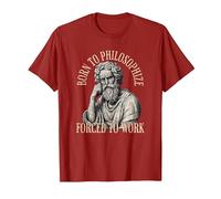 Né pour Philosopher Forced to Work - Philosophie T-Shirt, Homme, Canneberge, L
