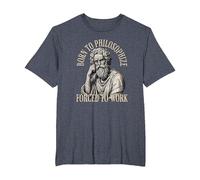 Né pour Philosopher Forced to Work - Philosophie T-Shirt, Homme Grandes Tailles, Bleu Chiné, 5X Tall