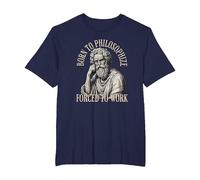 Né pour Philosopher Forced to Work - Philosophie T-Shirt, Homme Grandes Tailles, Bleu Marine, 3X Tall