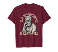 Né pour Philosopher Forced to Work - Philosophie T-Shirt, Homme, Marron, S