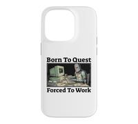 Né pour Quest, forcé de Travailler, Funny Fantasy Knight Gaming Coque pour iPhone 14 Pro