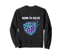 Né pour résoudre Puzzle Cube Glitch Speed Cuber Logic Sweatshirt