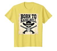 Né pour semer l'enfer : Cowboy Skull Outlaw Rebel Attitude T-Shirt, Enfant, Citron, 4 Ans