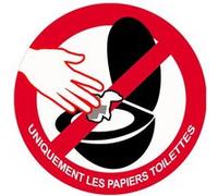 ne rien jeter hors papier toilettes dans les WC - 20cm - Sticker/autocollant