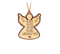 NE Roule Pas Plus Vite Que Ton Ange Gardien Peut Voler - Pendentif pour rétroviseur en Bois 2 épaisseurs avec cordelette en Cuir. Cadeau Original Qui Vient du cœur pour Vos Proches (35).