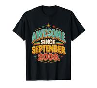 Né Septembre 2008 Vintage 18ème Anniversaire Dix-Huit Ans T-Shirt Graphique avec Valeur
