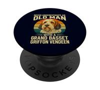 Ne sous-Estimez jamais Le Vieil Homme avec Le Grand Basset Griffon Vendée PopSockets PopGrip Adhésif