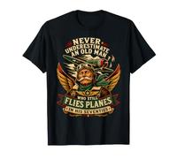 Ne sous-Estimez jamais Old Man Flies Aviator des années 70 T-Shirt