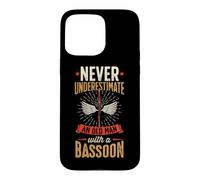 Ne sous-Estimez jamais Un Vieil Homme avec Un basson Coque pour iPhone 15 Pro Max