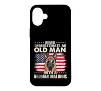 Ne sous-Estimez jamais Un Vieil Homme avec Un Malinois Belge Coque pour iPhone 16 Plus