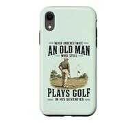 Ne sous-Estimez jamais Un Vieil Homme Qui Joue Encore au Golf dans Les années 70 Coque pour iPhone XR