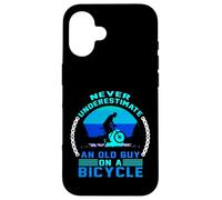 Ne sous-estimez jamais un vieil homme sur un vélo drôle de cyclisme Coque pour iPhone 16