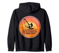 Ne sous-Estimez jamais Un Vieil Homme sur Une Planche à Vent Windsurfeur Homme Sweat à Capuche