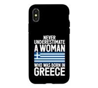 Ne sous-Estimez jamais Une Femme née en Grèce en Grec Coque pour iPhone X/XS