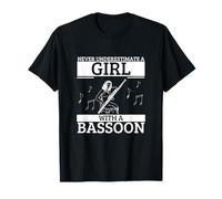 Ne sous-estimez jamais une fille avec un basson femme basson T-Shirt
