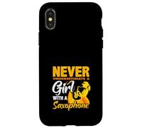 Ne sous-Estimez jamais Une Fille avec Un Saxophone saxophoniste Coque pour iPhone X/XS