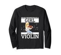 Ne sous-estimez jamais une fille avec un violon Fun Women Violonist Manche Longue