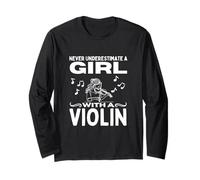 Ne sous-estimez jamais une fille avec un violon Fun Women Violonist Manche Longue