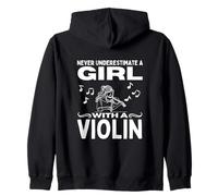 Ne sous-estimez jamais une fille avec un violon Fun Women Violonist Sweat à Capuche