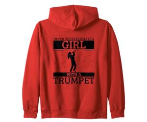 Ne sous-Estimez jamais Une Fille avec Une Trompette Femme trompettiste Sweat à Capuche