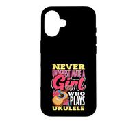 Ne sous-Estimez jamais Une Fille Qui Joue du ukulélé Coque pour iPhone 16