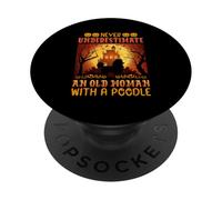 Ne sous-Estimez jamais Une Vieille Femme avec Un Caniche Halloween PopSockets PopGrip Adhésif