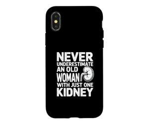 Ne sous-Estimez jamais Une Vieille Femme avec Un Rein Coque pour iPhone X/XS