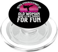 Ne sous-Estimez jamais Une Vieille Femme Qui Donne des Coups de Pied pour Le karaté PopSockets PopGrip pour MagSafe