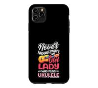 Ne sous-Estimez jamais Une Vieille Femme Qui Joue du ukulélé Coque pour iPhone 11 Pro Max